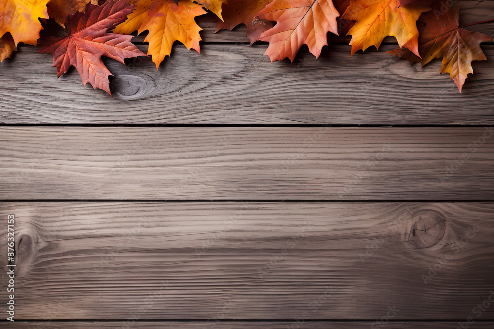 fall leaves on dark wooden ground, space for text, invitation, template fall leaves on dark wooden ground, space for text, invitation, template