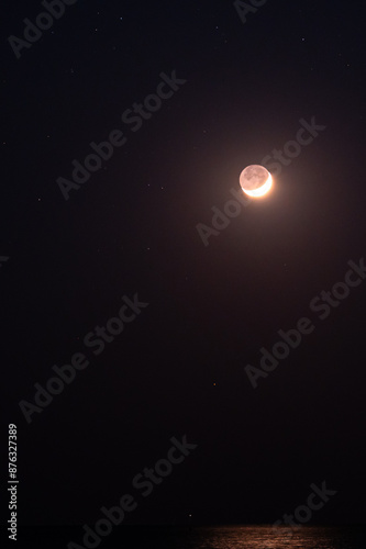 full moon over a blue sky