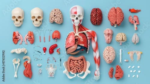 Explore human and animal physiology with detailed 3D models designed for educational use in medical training and learning materials. Clean and Clear Color, Realistic Photo, , Minimalism,