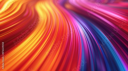 Curved colorful lines in a 3D render, creating a fluid and dynamic abstract visual with smooth transitions and vibrant colors.