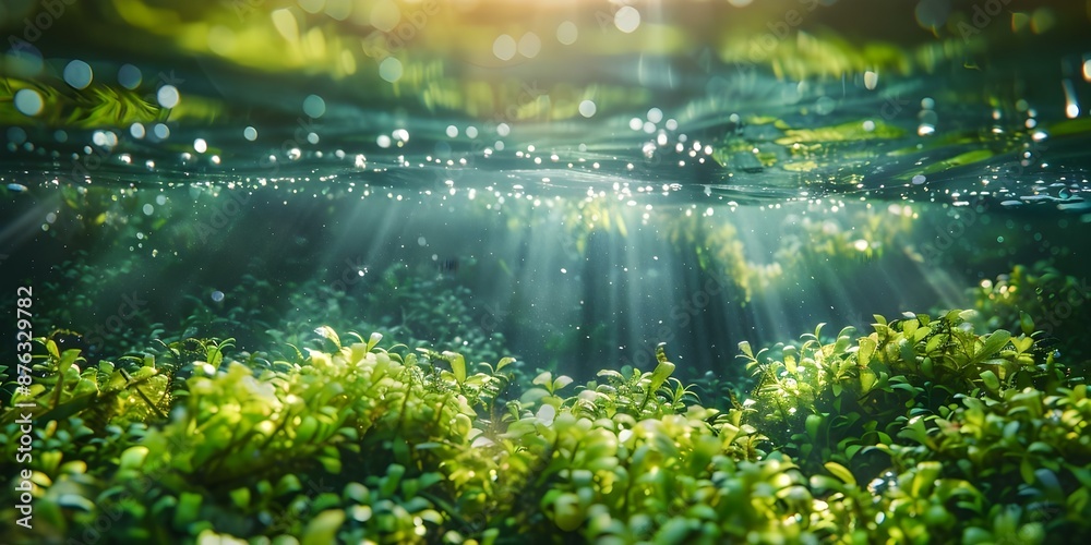 Obraz premium Closeup of swaying Irish Moss underwater. Concept Aquatic Plants, Underwater Photography, Unique Textures, Nature Close-up, Marine Life