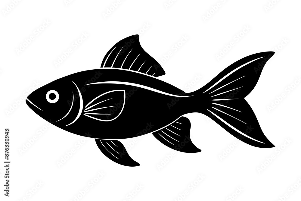 Elegant Goldfish Silhouette Vector Art - Black Graphic Design Illustration. Elegant Goldfish Silhouette Vector Art - Black Graphic Design Illustration.