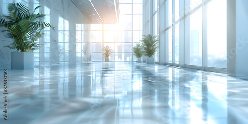 Contemporary office scene showcasing a modern business environment. Sleek design with cutting-edge technology, collaborative workspaces, and professional interactions highlighting efficiency and innov