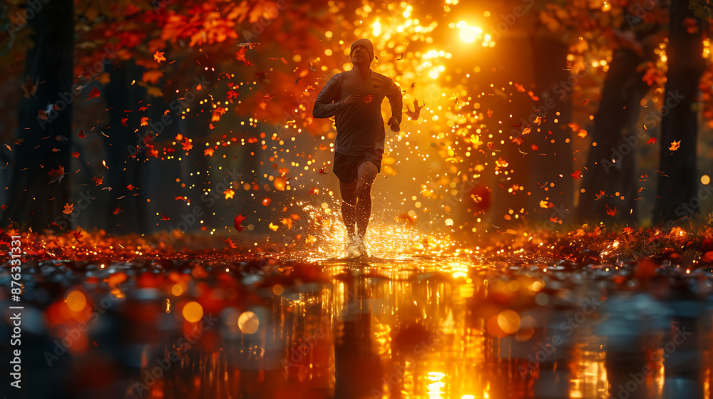 Marathon Runner Autumn Finish Line Ultra Realistic Marathon Runner Autumn Finish Line Ultra Realistic