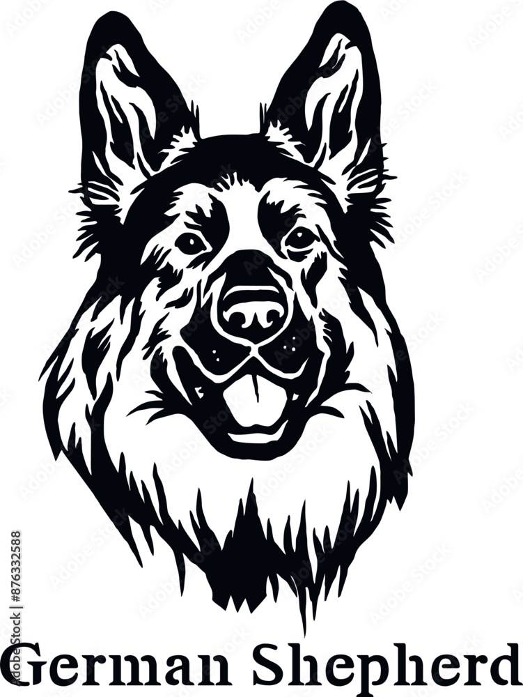 German Shepherd - Funny Dog, Vector File, Cut Stencil for Tshirt German Shepherd - Funny Dog, Vector File, Cut Stencil for Tshirt