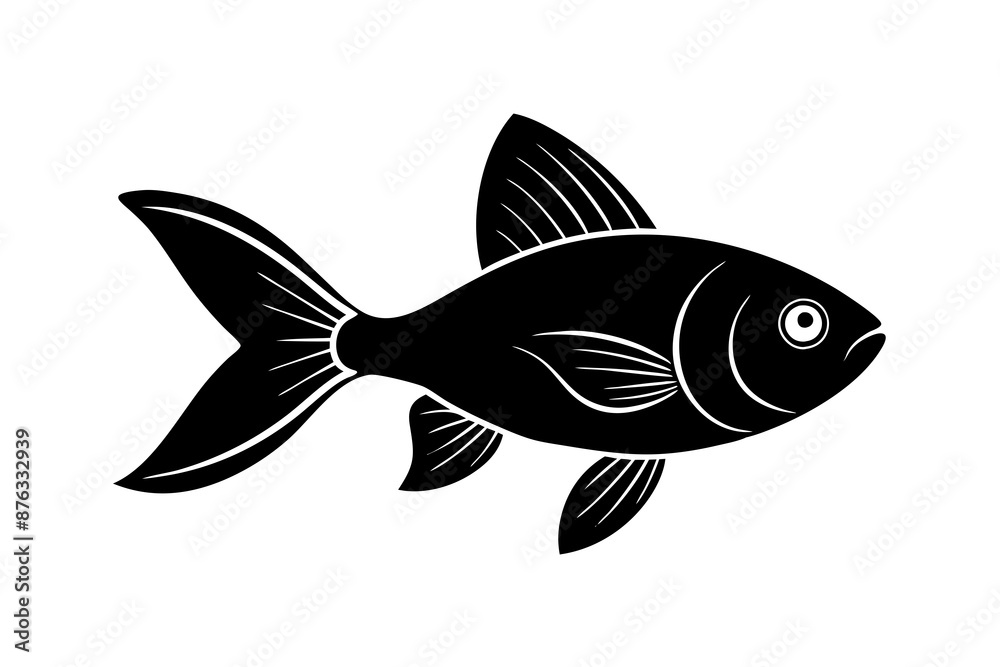Elegant Goldfish Silhouette Vector Art - Black Graphic Design Illustration. Elegant Goldfish Silhouette Vector Art - Black Graphic Design Illustration.