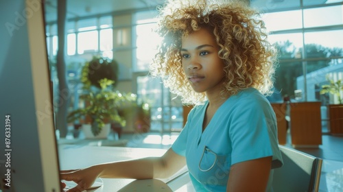 The Nurse Using Computer photo