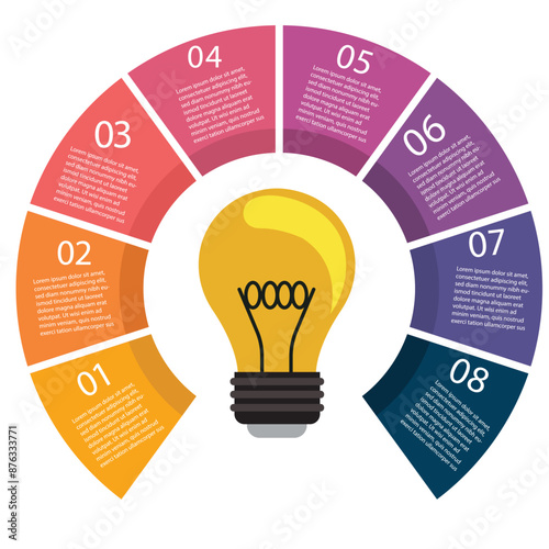 8 points bulb infographic