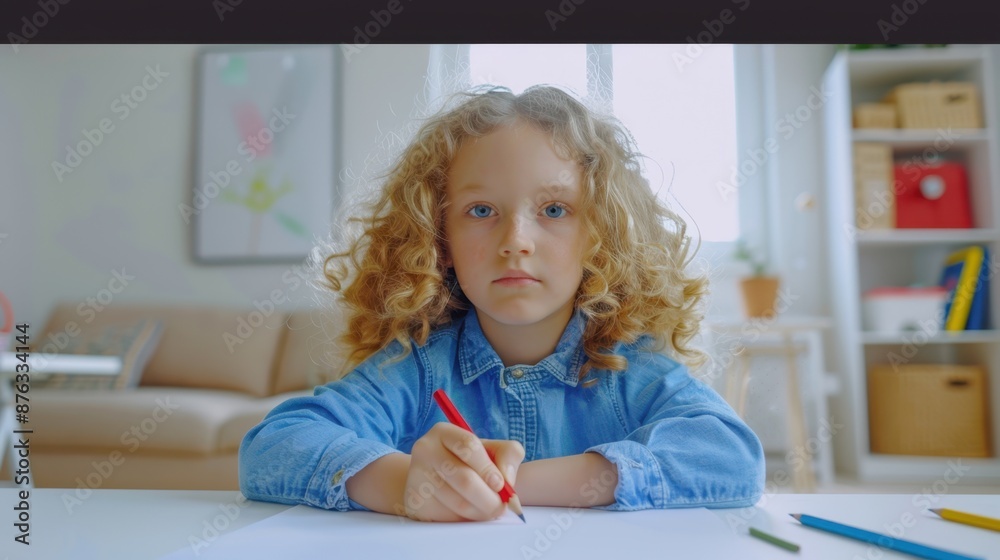The Child Drawing at Desk The Child Drawing at Desk