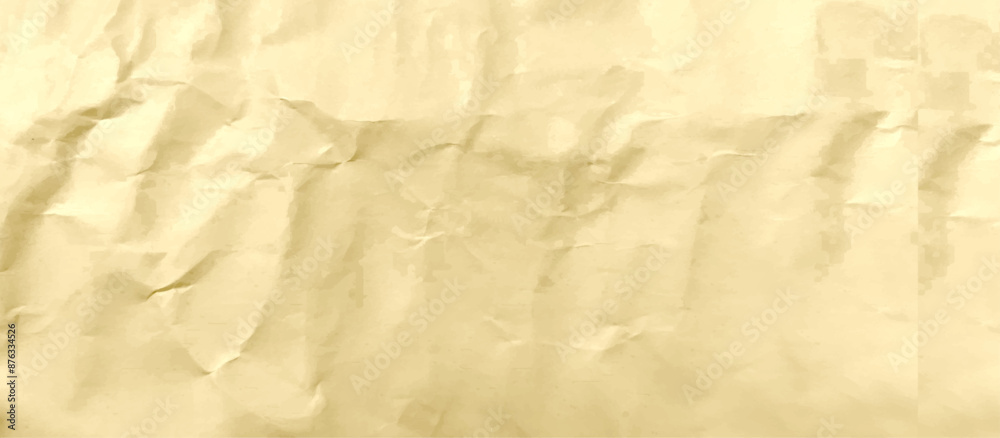 Obraz premium Old brown crumpled paper texture. horizontal banner texture wallpaper. old grunge parchment background. Vintage ancient empty copy space.