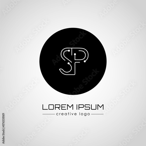 The creative logo is the letter S and P. A design element of a logo, business card, corporate sign or monogram. The idea of a thematic design