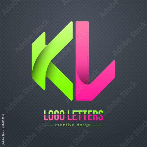 Creative design of the letters K and L. A template for a corporate brand, logo, and business card. A recognizable element of the brand name. The idea of thematic creativity