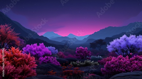 Craft imaginative scenes using plates of alien landscapes, featuring surreal rock formations, glowing foliage, and fantastical alien inhabitants. Clean and Clear Color, Realistic Photo, , Minimalism,