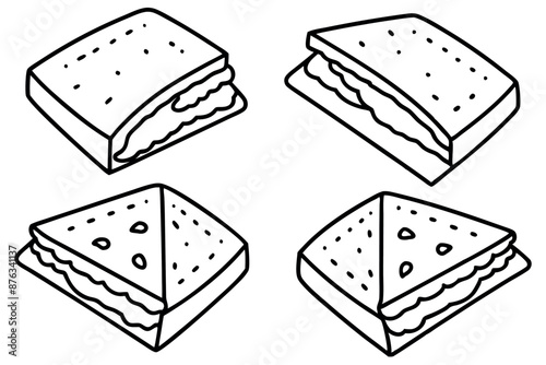 Croque monsieur line art design masterful illustration of French delight