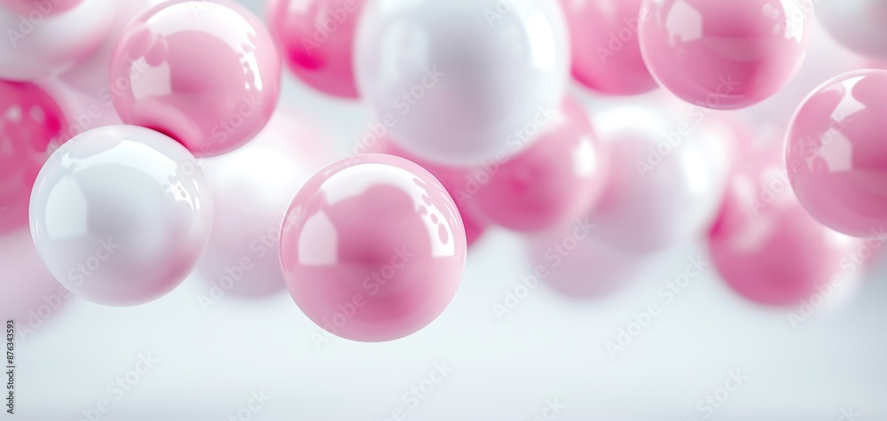 Close-up of floating pink and white balloons creating a soft, dreamy atmosphere. Perfect for backgrounds, celebrations, or promotional materials. Close-up of floating pink and white balloons creating a soft, dreamy atmosphere. Perfect for backgrounds, celebrations, or promotional materials.