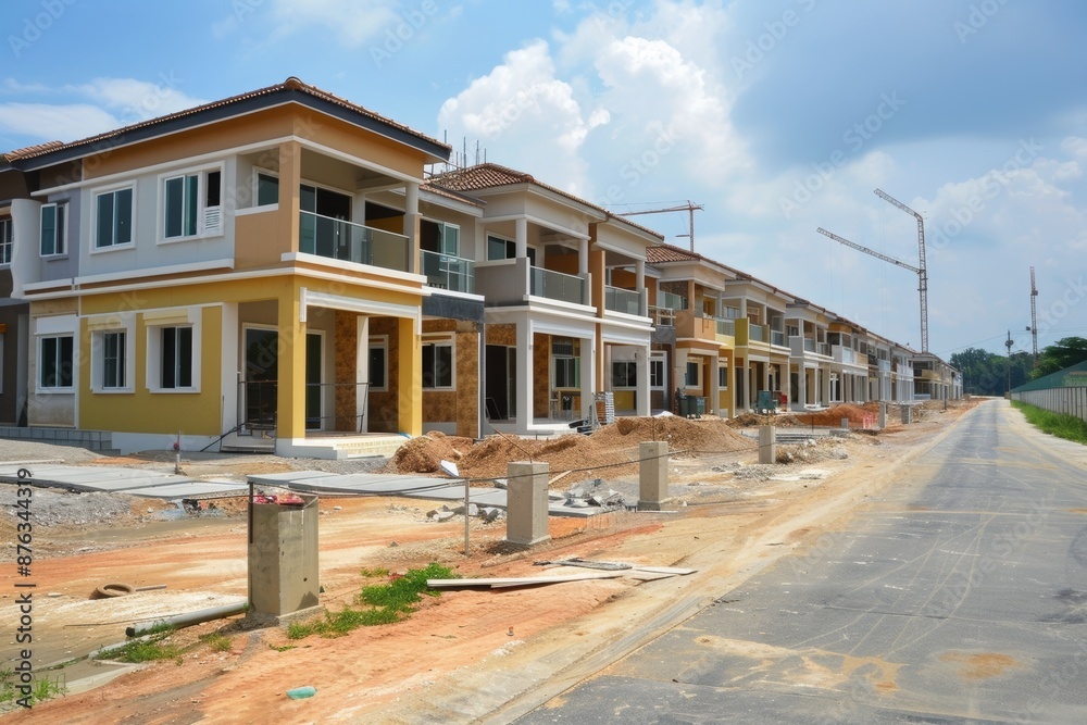 A construction site of terrace house in Malaysia. A construction site of terrace house in Malaysia.