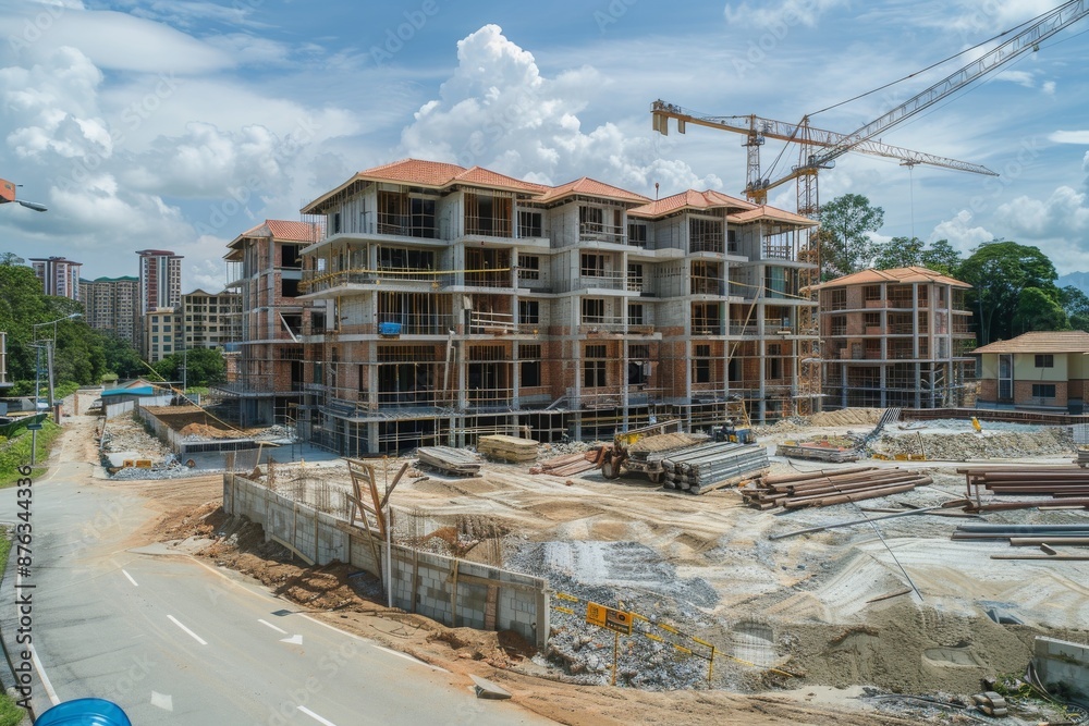 Fototapeta premium An apartment construction site in Malaysia.