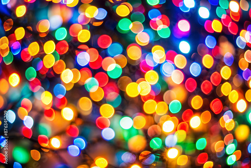 Colorful Bokeh Pattern of Christmas Lights