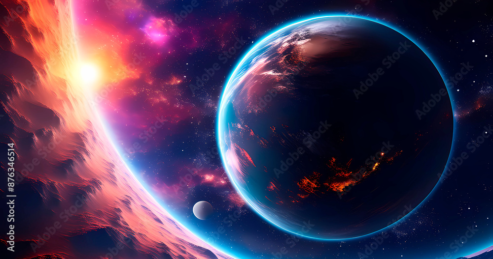 Abstract elegant wallpaper with alien planet Abstract elegant wallpaper with alien planet
