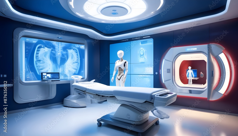 3d Rendering of a Future Hospital - AI-Powered Healthcare with Advanced Robotics 3d Rendering of a Future Hospital - AI-Powered Healthcare with Advanced Robotics