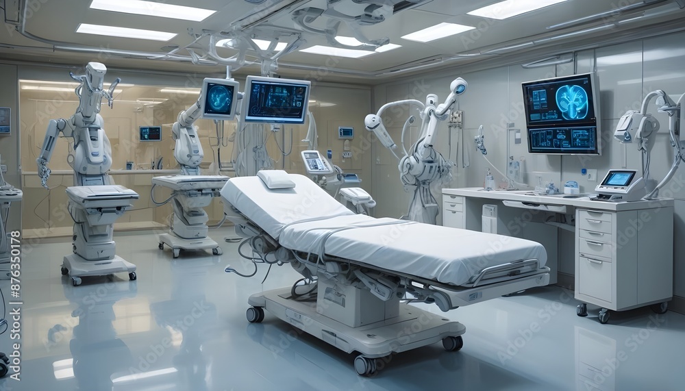 3d Rendering of a Future Hospital - AI-Powered Healthcare with Advanced Robotics 3d Rendering of a Future Hospital - AI-Powered Healthcare with Advanced Robotics