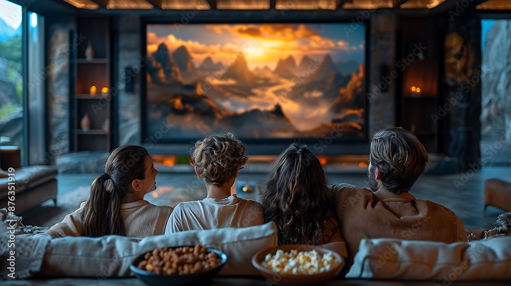 Family Movie Night in Cozy Living Room Family Movie Night in Cozy Living Room