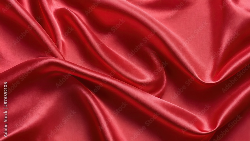 A red fabric with a multitude of large folds on its surface, and a minimal amount of folds on the fabric A red fabric with a multitude of large folds on its surface, and a minimal amount of folds on the fabric
