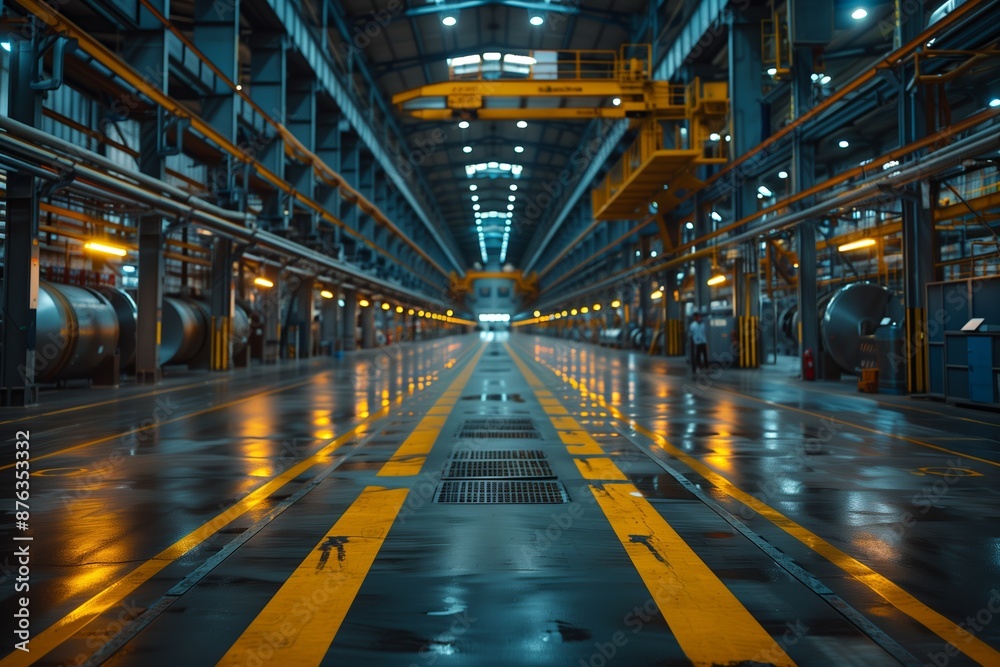 Industrial Project Managers in Modern Factory with Robotics and Warehousing Industrial Project Managers in Modern Factory with Robotics and Warehousing