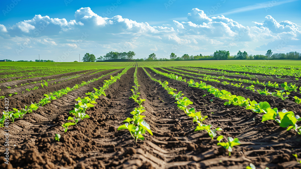 In the fields after winter, you can see the first green plant sprouts growing out of the ground, giving hope for another successful crop season. In the fields after winter, you can see the first green plant sprouts growing out of the ground, giving hope for another successful crop season.