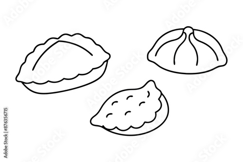 Pierogi line art design elegant food drawing artwork