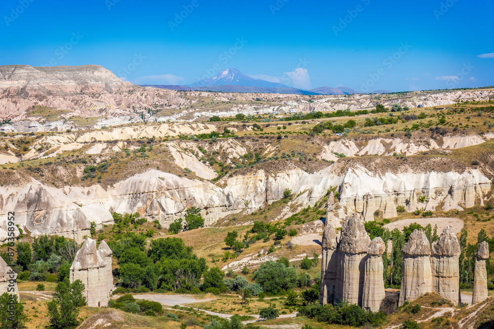 Naklejka premium Kappadokien in der Türkei, Love Valley, Tal der Mönche, Felshöhlen
