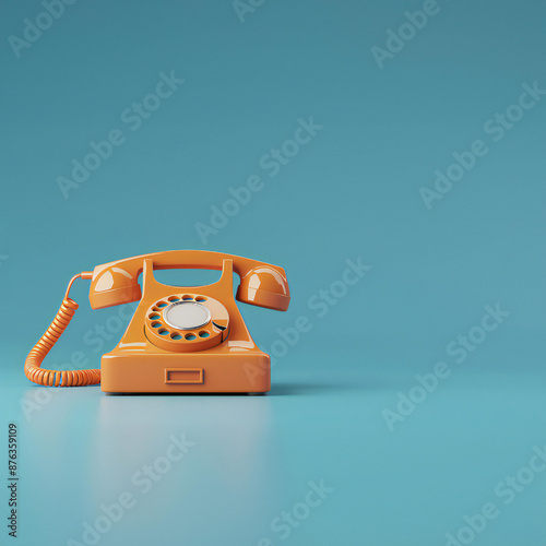 old phone on blue background