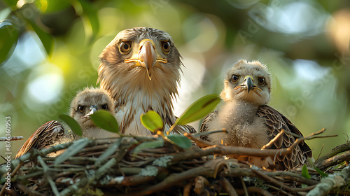 Majestic Bald Eagle Family Bonding