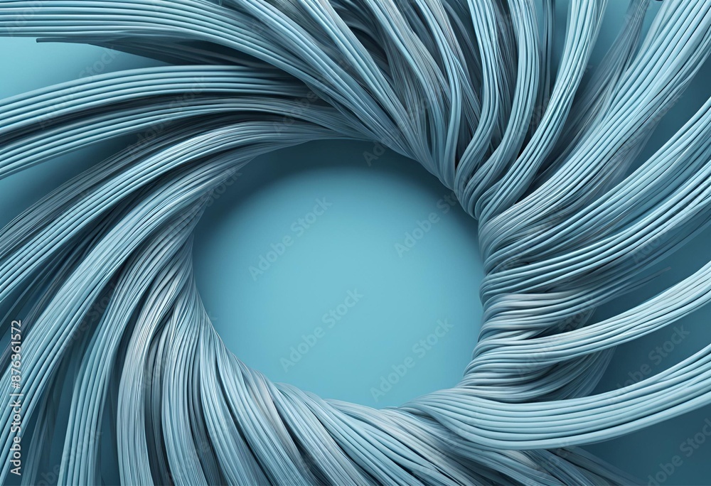 Obraz premium a mesmerizing light blue spiral pattern with intertwining wires on a matching light blue background, perfect for wallpaper design.