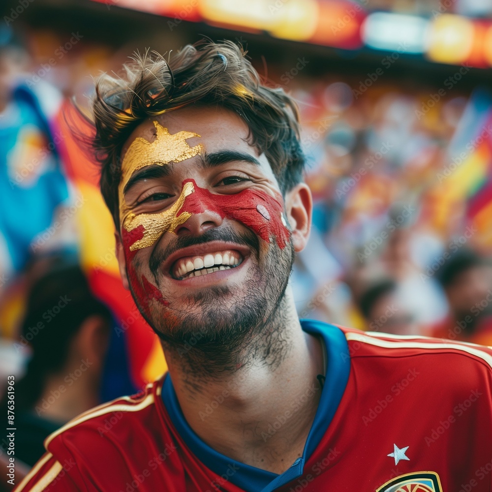 fan of the Spanish national team on stadium fan of the Spanish national team on stadium