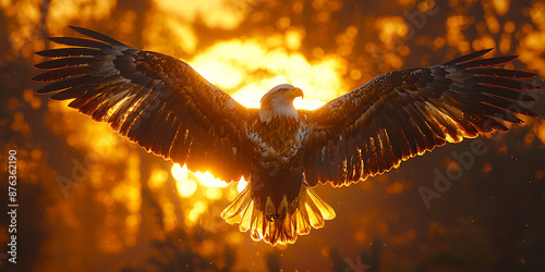 Bald Eagle's Grand Sunset Soar photo