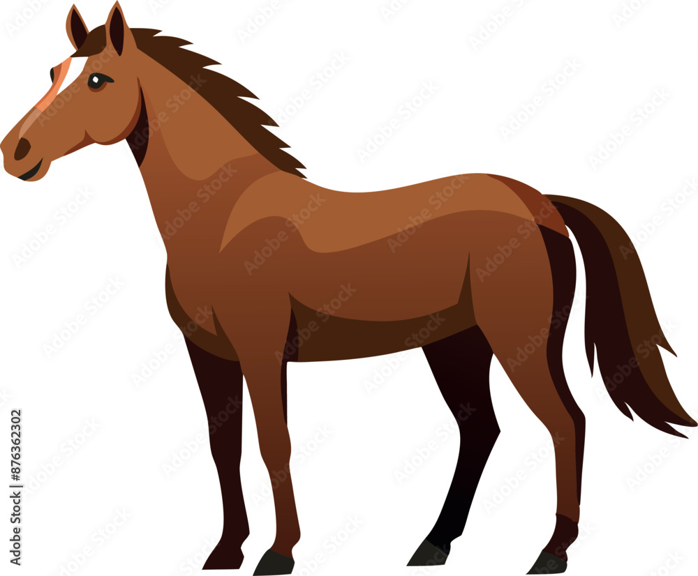 Fototapeta premium Illustration of a brown horse. Perfect for animal lovers and equestrian sports designs.