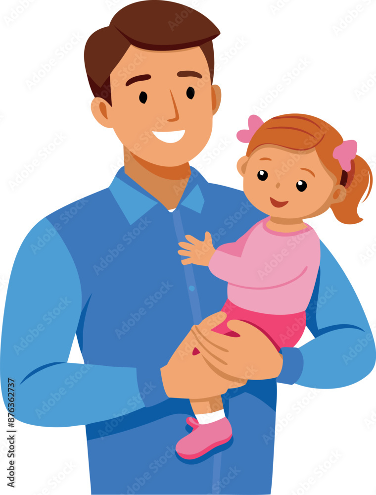A happy father holding his daughter, both smiling and enjoying their time together. A happy father holding his daughter, both smiling and enjoying their time together.