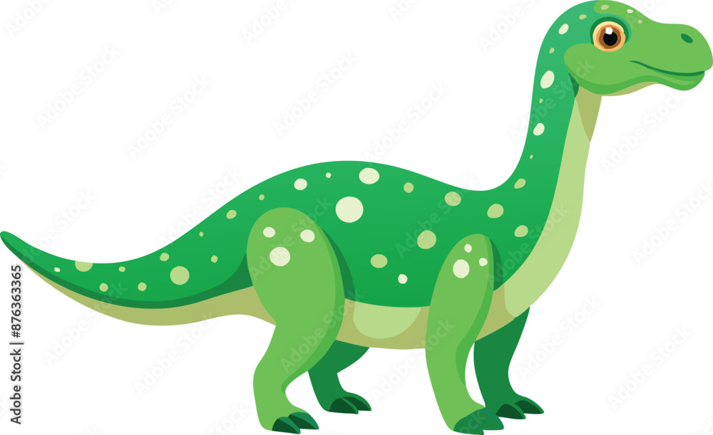 Illustration of a green dinosaur with a long neck, cartoon style, prehistoric animal. Illustration of a green dinosaur with a long neck, cartoon style, prehistoric animal.