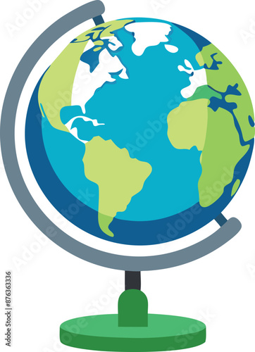 Illustration of a globe showing continents and oceans, educational tool for geography.