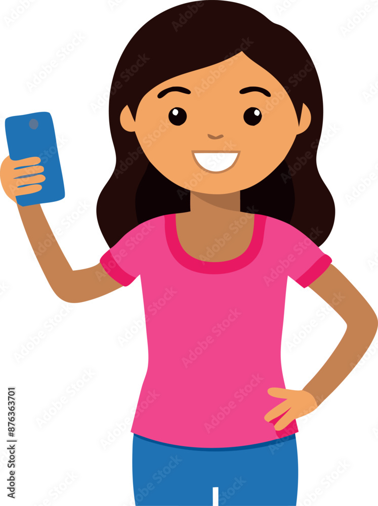 A young girl holding a smartphone, illustrating modern technology use among youth. A young girl holding a smartphone, illustrating modern technology use among youth.
