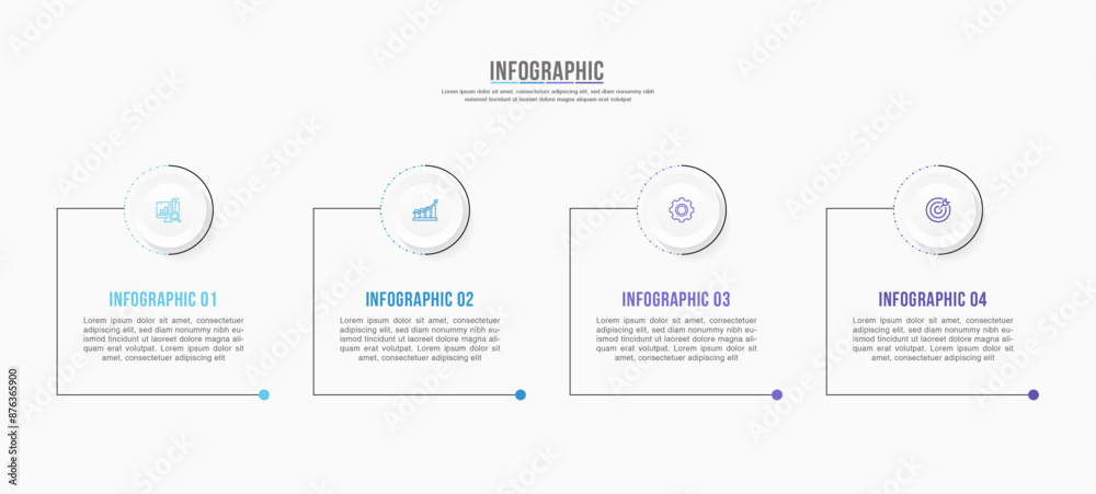 Vector Infographic label design with square template design and 4 ...