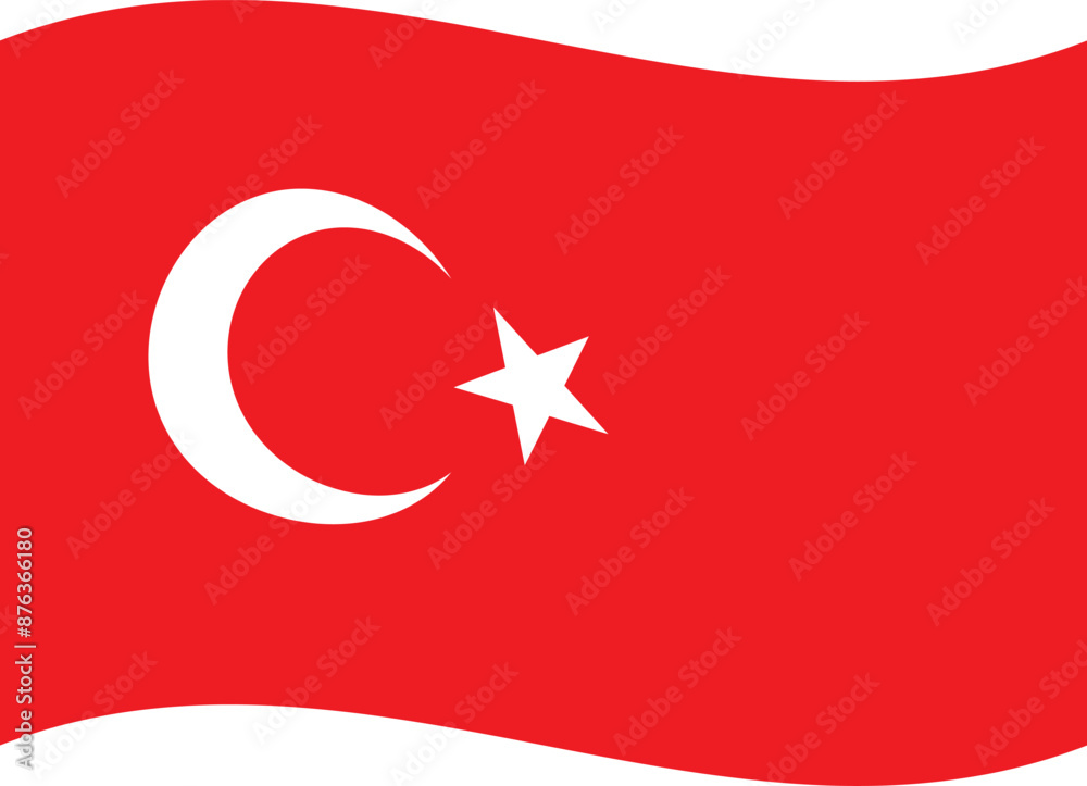 Waving Turkey flag isolated on white background . Fluttering Turkish flag . Vector illustration Waving Turkey flag isolated on white background . Fluttering Turkish flag . Vector illustration