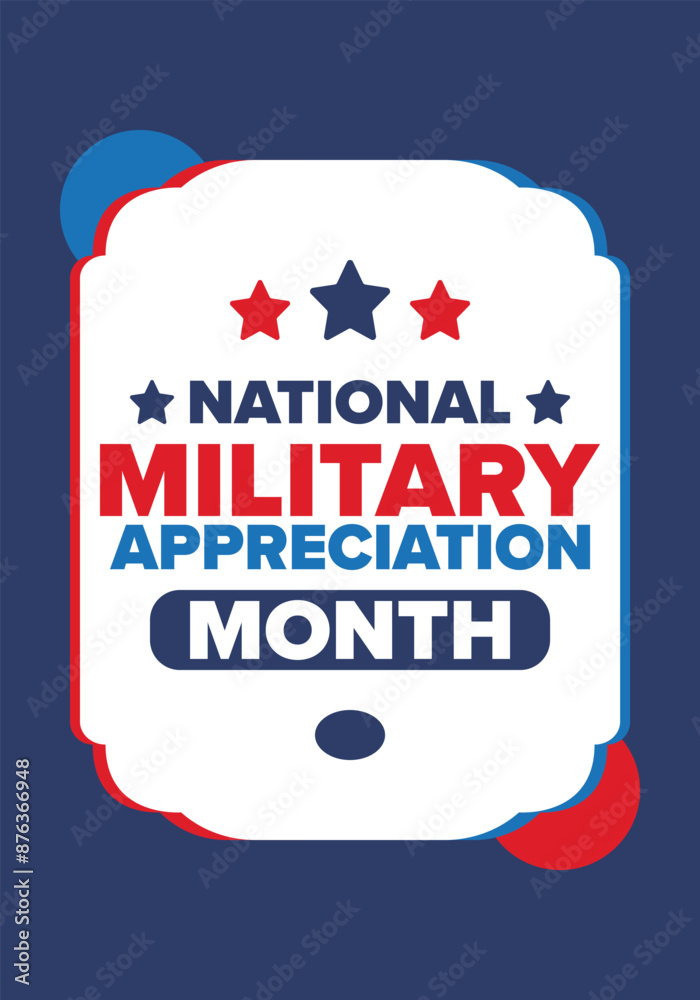 National Military Appreciation Month in May. Annual Armed Forces Celebration Month in United States. Patriotic american elements. Poster, card, banner and background. Vector illustration National Military Appreciation Month in May. Annual Armed Forces Celebration Month in United States. Patriotic american elements. Poster, card, banner and background. Vector illustration