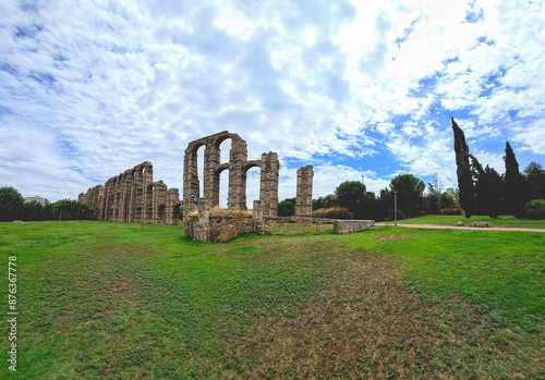 The Acueducto de los Milagros, Miraculous Aqueduct in Merida, Extremadura, Spain photo