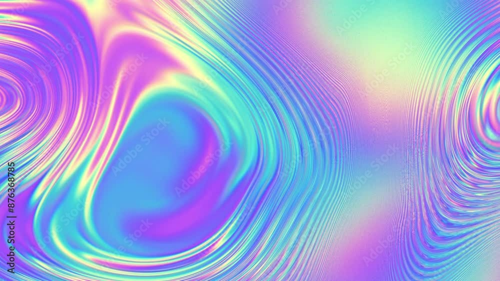 Abstract colorful background - metallic undulating liquid reflecting vibrant surface. 4k looped video. Dark blue abstract liquid surface