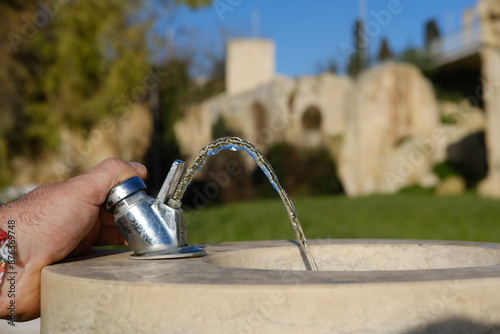 water flowing from a fountain