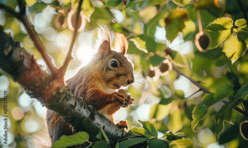 Obraz premium a squirrel sitting on a tree branch