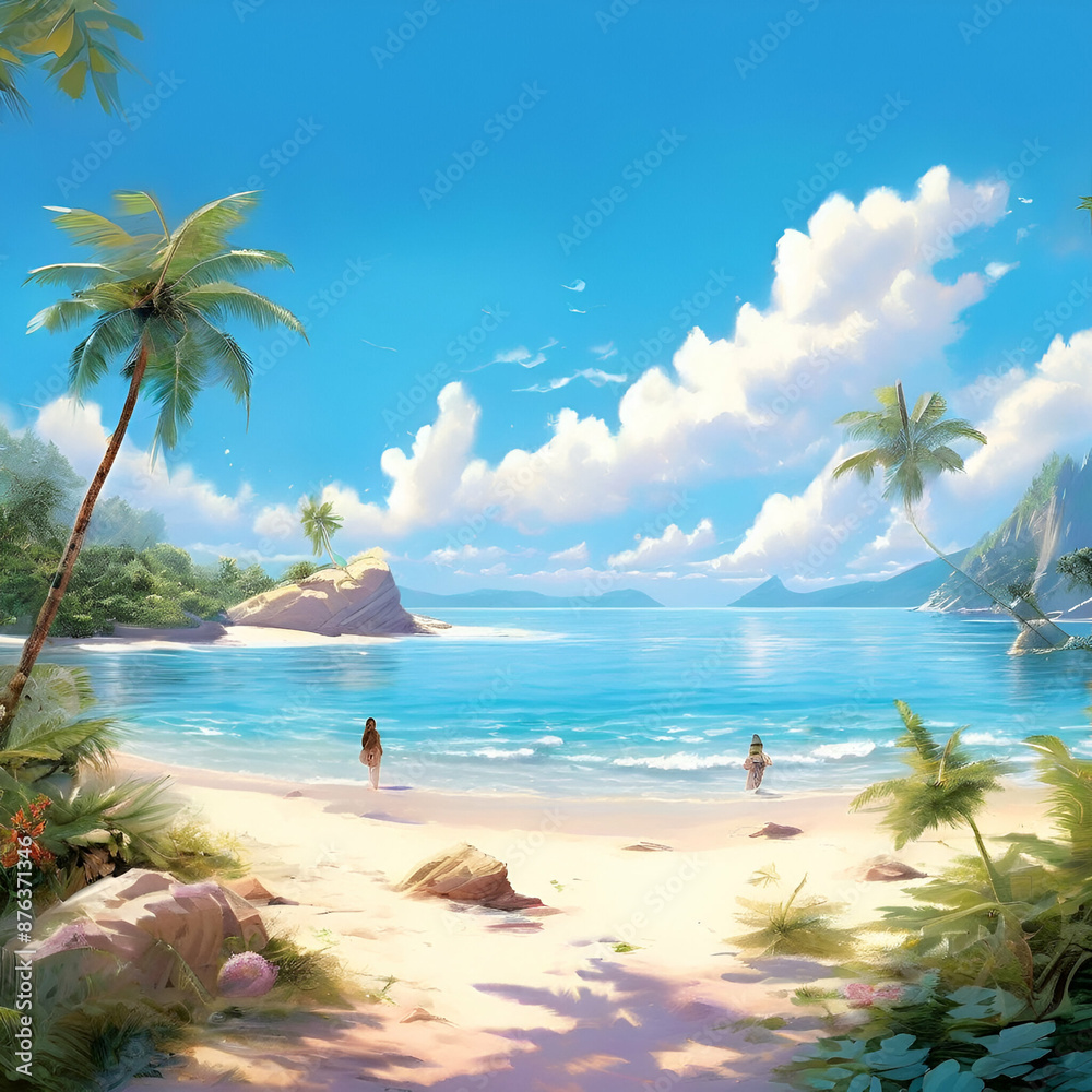 Obraz premium beach with palm trees