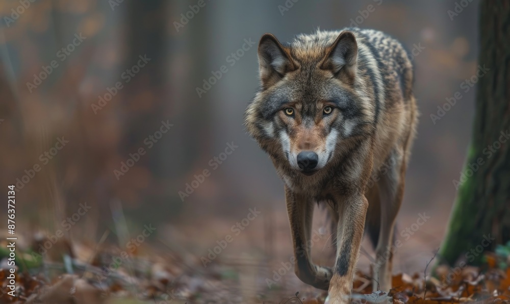 Wolf stalking prey in the forest Wolf stalking prey in the forest